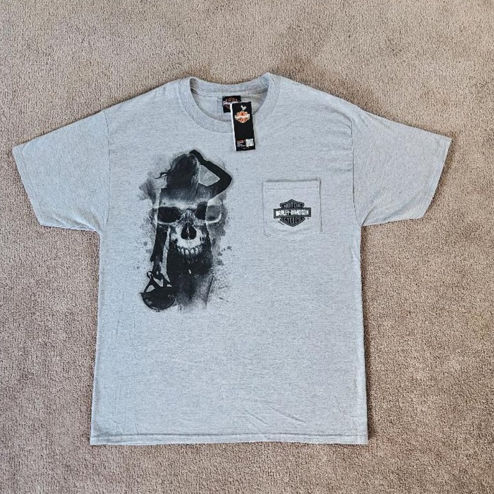 Harley davidson Skull PinUp Authorized Dealer T-Shirt